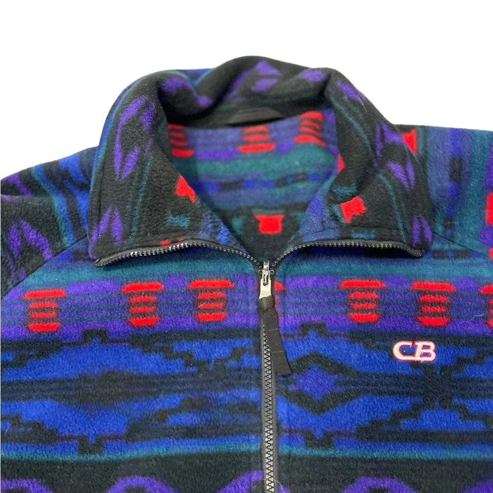 Cb Sports Aztec Fleece Full Zip Up Multi Color Southwest Lined - Picture 4 of 14
